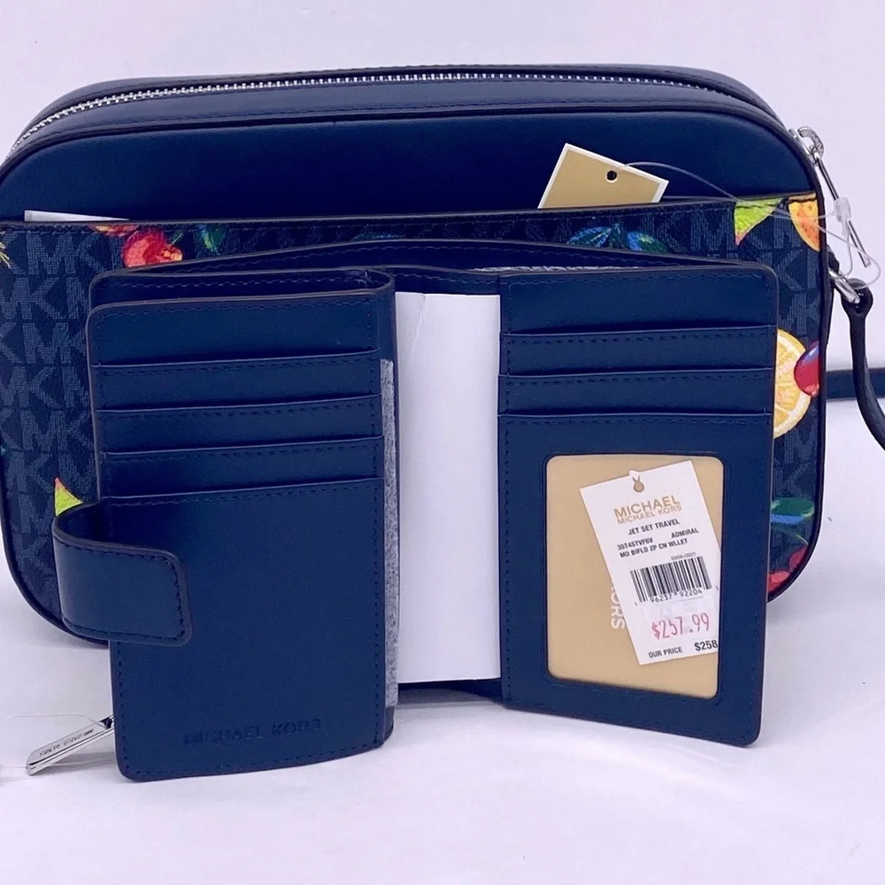 Michael Kors LG EW Crossbody Bag and Bifold Corner Zip  Medium Wallet